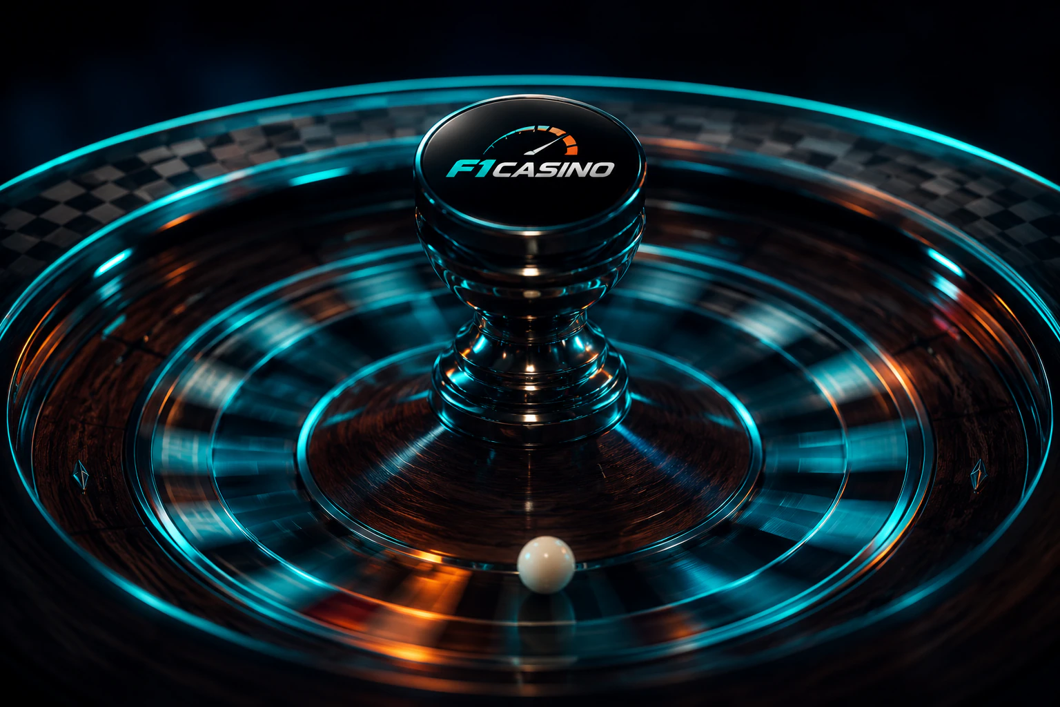F1casino üstten neon mavi rulet çarkı